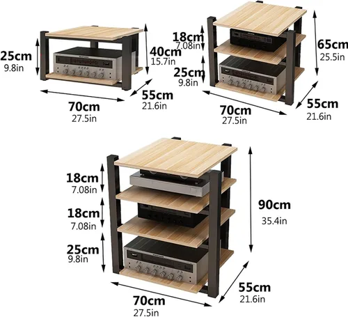 Miniatura 2 de Soporte para medios AV, estantería audiovisual, gabinete estéreo, torre de estante de audio, gabinete de consola de reproductor de discos, estantes