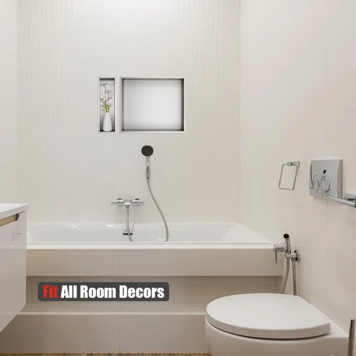 Miniatura 5 de JQK Niche de ducha sin necesidad de azulejos, estante de baño de níquel cepillado de 4 x 14 pulgadas, estante organizador de ducha empotrado