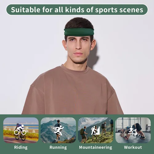 Miniatura 3 de 6 Pack Mens Running Headband, Sweatband Sports Headband for Running,Cycling,Football,Yoga,Fitness Workout Stretchy Unisex Hairband, 6