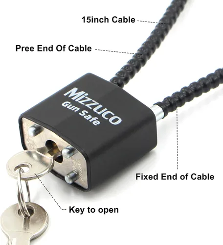 Miniatura 4 de Cerraduras de cable para pistola con llaves, operación simple, compatibles con pistolas, pistolas, rifles y escopetas, hogar y almacenamiento