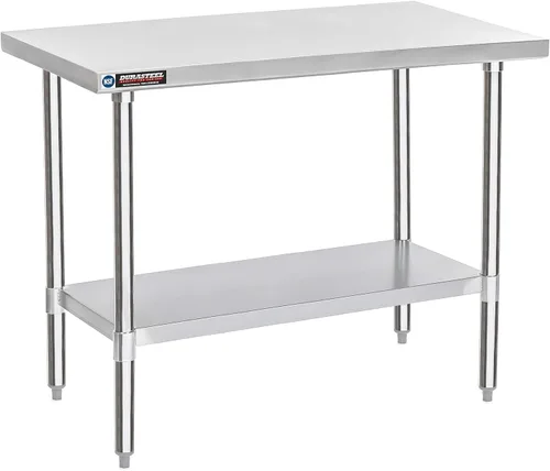 Miniatura 57 de DuraSteel Carrito de acero inoxidable NSF de 30 x 72 pulgadas, mesa de preparación de alimentos resistente con estante inferior, isla de cocina