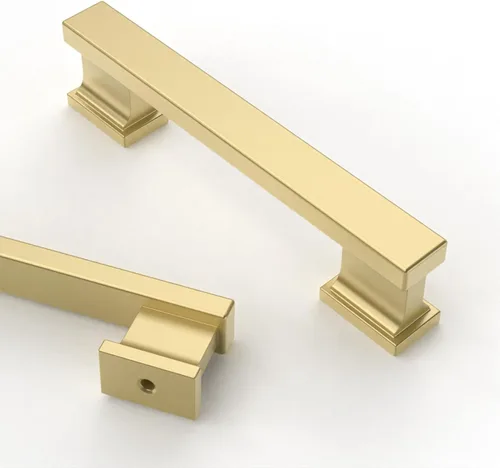 Miniatura 44 de Asidrama - Paquete de 6 manijas de gabinete de cocina color latón cepillado de 3.75 pulgadas (96mm), tiradores para gabinete, accesorios