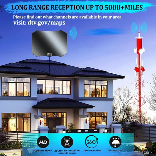 Miniatura 3 de 2026 TV Antenna Indoor, Antenna for Smart TV 5000+ Miles, HDTV Antenna for Local Channels with Amplifier Signal Booster for 4K 1080p - 18FT Long