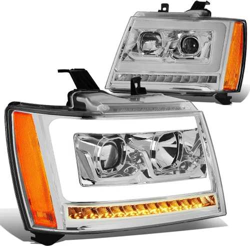Auto Dynasty - Juego de faros delanteros LED DRL compatible con 2007-2014 Chevy Tahoe Suburban Avalanche, lámparas de proyector para lado del