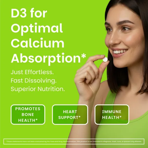 Miniatura 2 de EZ Melts D3, 5000 IU, vitaminas solubles, cero azúcar, sabor natural a manzana, libre de GMO, pastillas de disolución rápida, salud ósea e