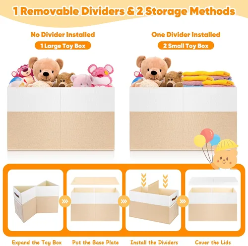 Miniatura 6 de Mabahoo Caja de juguetes grande, caja de almacenamiento plegable y resistente con tapas, organizador de almacenamiento de baúl de juguetes