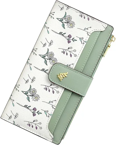 Miniatura 13 de Billeteras pequeñas para mujer, de cuero, plegable, con cremallera, con bolsillo con cremallera, lindo soporte para tarjetas de crédito, monedero