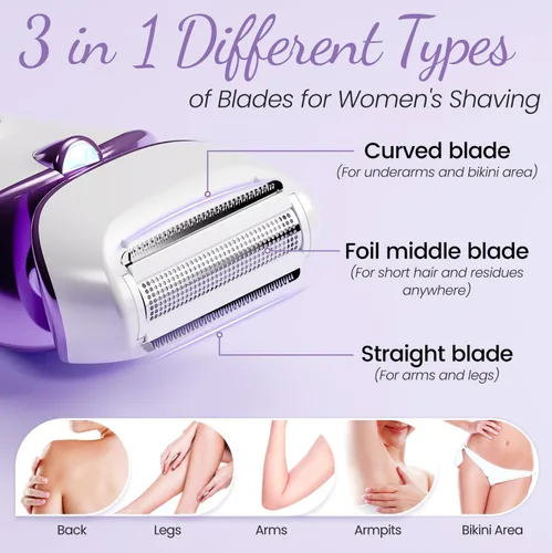 Miniatura 2 de PRITECH Maquinilla de afeitar eléctrica para mujer, afeitadora recargable para mujer, afeitadora portátil para piernas, brazos, axilas, bikini