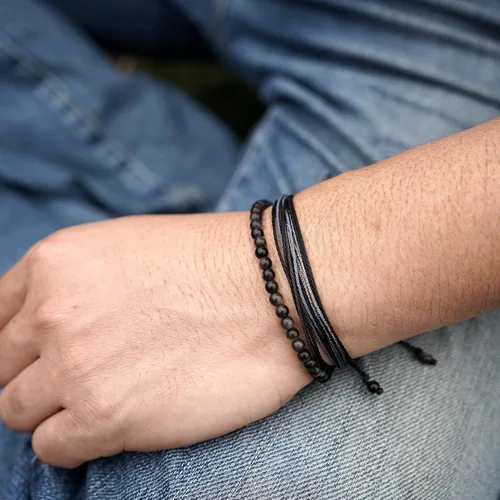 Miniatura 2 de Mezcla Vida Pulseras de cuentas de piedra natural para hombres y mujeres, unisex, ajustables, impermeables, juego de pulseras de cuerda para el día