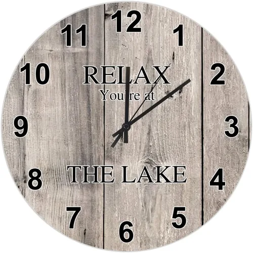Miniatura 33 de UFunhome Reloj de pared de granja Lake Relax You're at The Lake Silent Non-Ticking Vintage Country reloj de grano de madera a pilas para el hogar