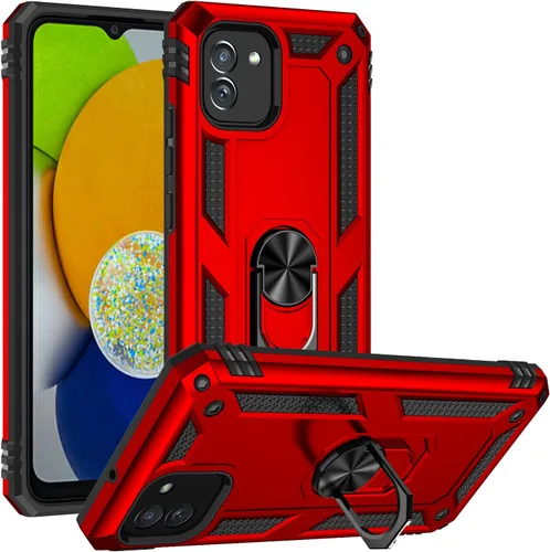 Miniatura 9 de DINGXIN Funda para Galaxy A03, funda para teléfono Samsung A03, [grado militar] soporte de anillo de metal para montaje en automóvil, funda Negro