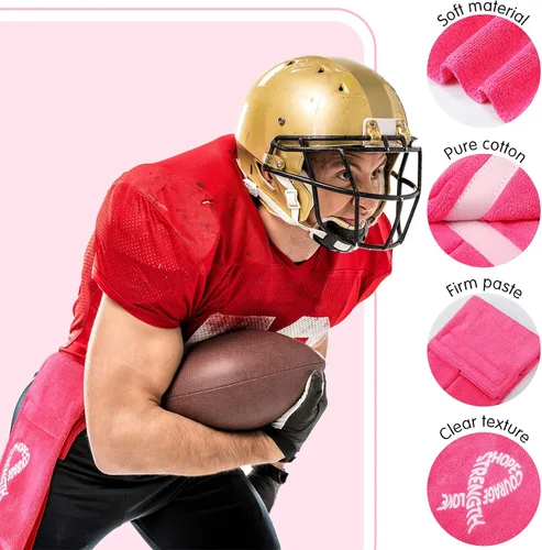 Miniatura 2 de Tranqun Toallas de fútbol con cinta rosa de 17.3 x 4.5 pulgadas, toalla deportiva para concientización sobre el cáncer de mama, accesorios de fútbol