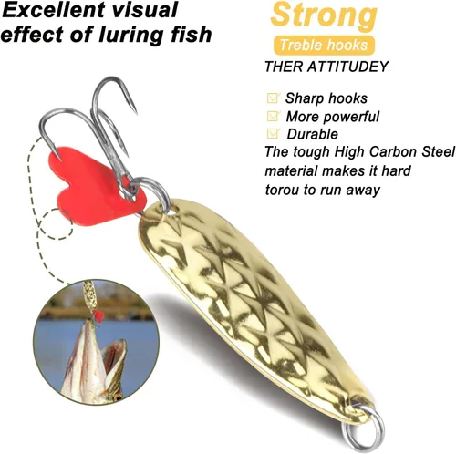 Miniatura 3 de DONQL Spoon Fishing Lures, Metal Fishing Spoon Lures Hard Baits Saltwater Fishing Lures Spinner Baits Fish Treble Hooks Tackle Salmon Bass