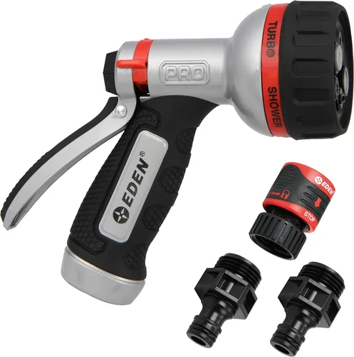 Miniatura 8 de Eden 94805 Boquilla de Manguera de Jardín de Servicio Pesado con Control de Pulgar de Metal, Rociador de Agua de Alta Presión con 7 Patrones