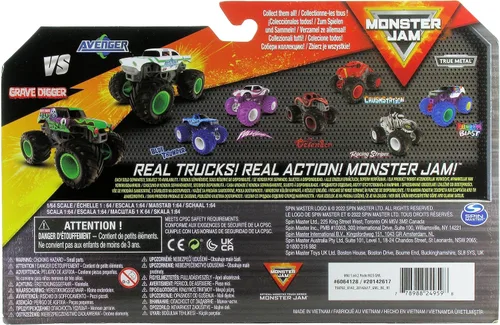 Miniatura 4 de Monster Jam Camión fundido a troquel oficial a escala 1:64 2023 Serie 25 Grave Digger vs Global Avenger