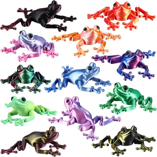 Miniatura 14 de Honoson 12 piezas de animales impresos en 3D 3D mini animales flexibles y articulados pequeños para aliviar el estrés de mascotas, para adultos