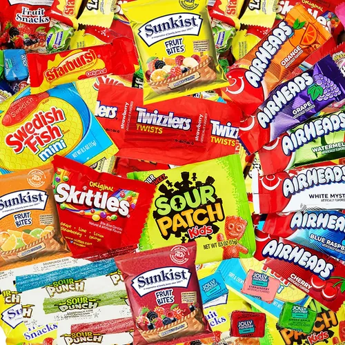 Miniatura 5 de Sarah's Candy Factory Caramelos de frutas surtidos a granel, Starburst, Skittles, peces suecos, cabezas de aire, Jolly Rancher, Sunkist y más