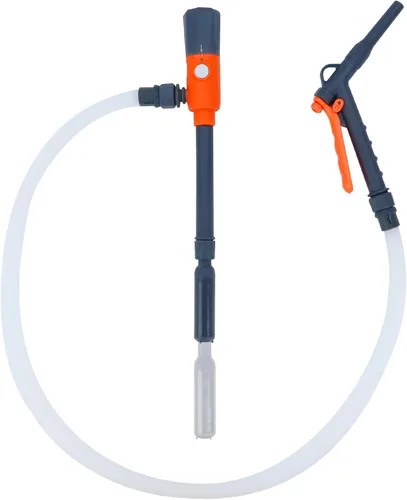 Bomba de transferencia de combustible con boquilla manual, bomba de lata de gasolina de 2.8 GPM con tubo de entrada retráctil y manguera de descarga