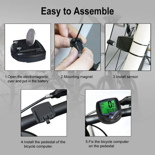 Miniatura 2 de SY Velocímetro y cuentakilómetros para bicicleta. Computadora inalámbrica impermeable para bicicleta con pantalla LCD y múltiples funciones de YS