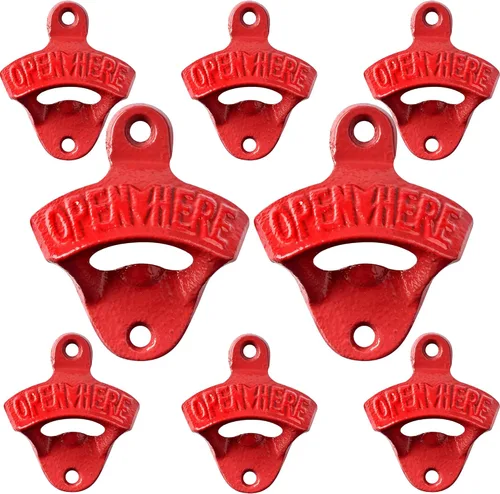 Miniatura 10 de Abrebotellas de hierro fundido de estilo antiguo, montado en la pared, abridor de tapas de cerveza en relieve, abridor superior de botellas