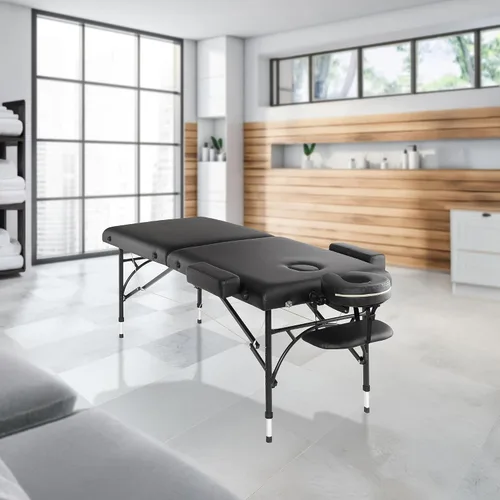 Miniatura 7 de Saloniture Mesa de masaje profesional portátil y ligera con patas de aluminio, incluye reposacabezas, soporte facial, reposabrazos y funda