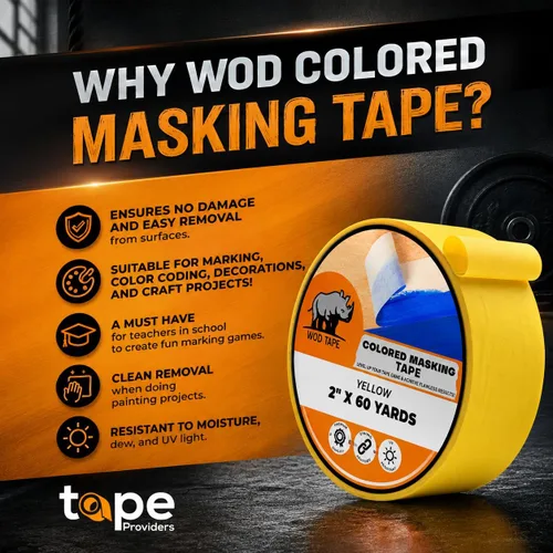 Miniatura 2 de WOD MTC5 Cinta de Enmascarar de Color, Negro, 1 pulgada x 60 yardas. Cinta Colorida para Maestros y Pintores para Arte y Manualidades Divertidas