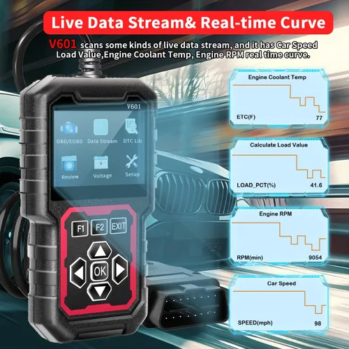 Miniatura 8 de V601 Escáner de Diagnóstico Profesional OBD2 - Lector Rápido de Códigos de Luz de Verificación del Motor, Probador de Voltaje, Preparación I/M