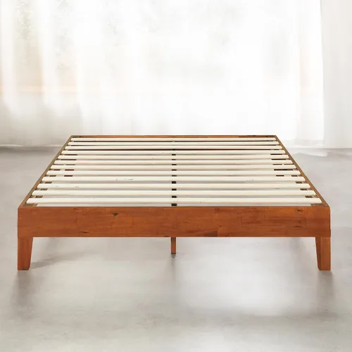 Miniatura 4 de Mellow Naturalista Grand - Cama de plataforma de madera maciza de 12 pulgadas con listones de madera, no necesita somier, tamaño matrimonial (cereza)