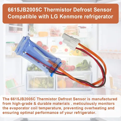 Miniatura 3 de 6615JB2005C - Conjunto de sensor de descongelación de termistor para LG Kenmore frigorífico, termostato de descongelación, reemplazo 6615JB2005A