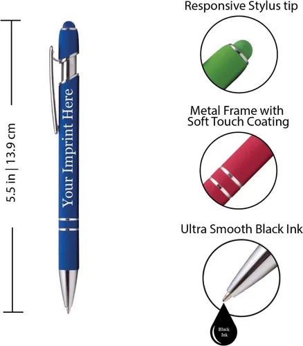 Miniatura 2 de ExpressDesigns™ - Bolígrafos personalizados premium con lápiz óptico Ráfaga de color Bolígrafos personalizados con nombre impreso de metal suave