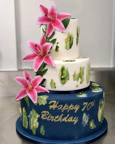 Miniatura 7 de YalzoneMet RUZUQE - 2 flores artificiales de lirio de color rosa profundo de 28 pulgadas, lirios falsos de tacto real, 3 cabezales, flora sintética