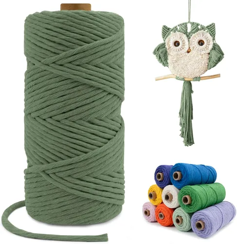 Miniatura 26 de Cuerda de macramé de una sola hebra de 0.197 in x 110 yardas, cuerda de macramé de algodón natural de 0.197 in, cuerda de algodón grueso para colgar