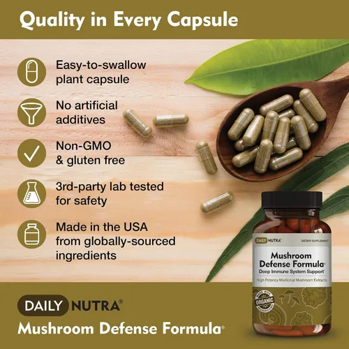 Miniatura 4 de DailyNutra Fórmula de defensa de hongos - Suplemento de apoyo inmunológico Hongos orgánicos, agua caliente extraída - Reishi, Chaga, Maitake