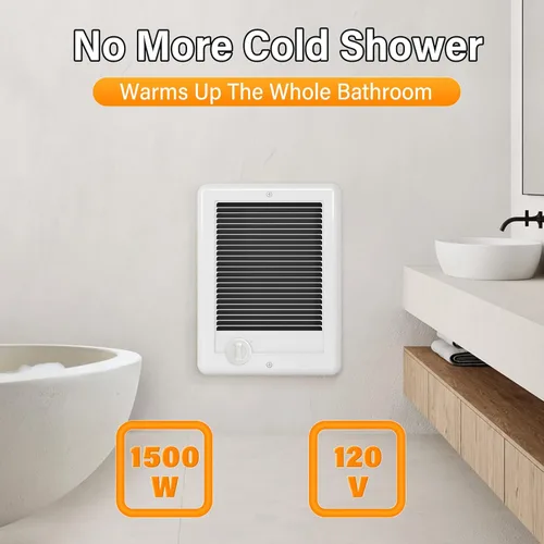 Miniatura 3 de CSC151TW Calefactor Eléctrico de Pared Unidad Completa Con Termostato, 120 Voltios 1500 Vatios, Ventilador Centrífugo de Alta Eficiencia Para Blanco
