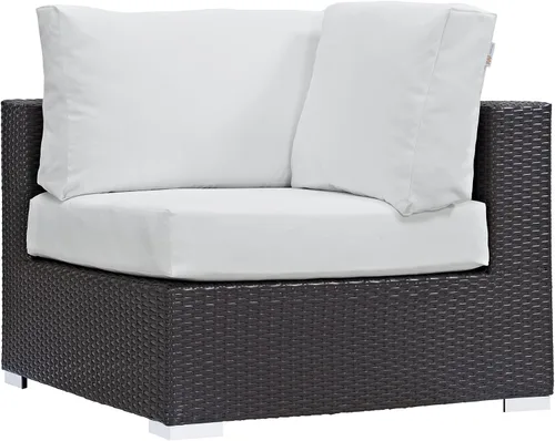 Miniatura 26 de Modway EEI-1911-EXP-ORA Convene - Muebles otomanos cuadrados de tela para patio, muebles de exterior, color naranja espresso Espresso Naranja