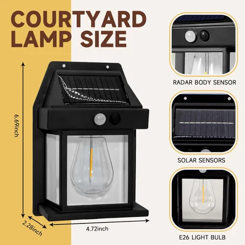 Miniatura 2 de Luces solares impermeables al aire libre, 3 modos de luz de seguridad con sensor de movimiento del atardecer al amanecer, luces de pared alimentadas