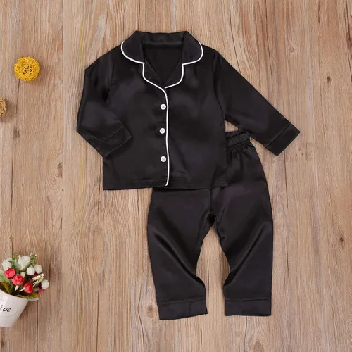 Miniatura 127 de Conjunto de pijama de manga larga con botones para niña pequeña, conjunto de ropa de dormir