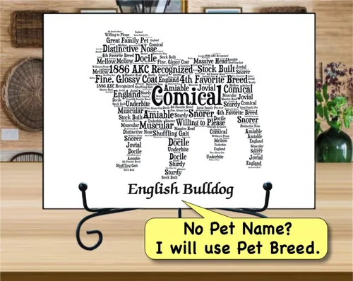 Miniatura 3 de PetArt.us Bulldog inglés – Impresión artística personalizada – Nombre de mascota personalizado, regalo para los amantes de los perros o recuerdo