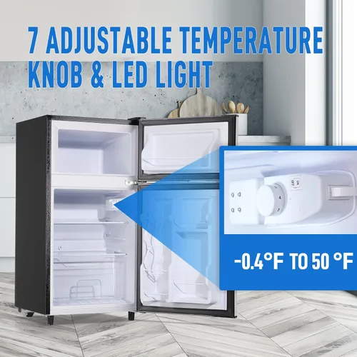 Miniatura 3 de WANAI - Refrigerador miniatura con congelador, 3.5 pies cúbicos, 2 puertas, pequeño refrigerador con características de control mecánico de 7
