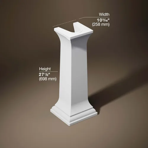 Miniatura 3 de KOHLER K-2267-0 Memoirs - Pedestal para lavabo de baño, pedestal de fregadero de arcilla refractaria, pedestal para lavabo de baño, solo menos Blanco