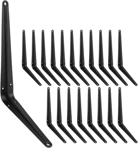 Miniatura 7 de Paquete de 20 soportes flotantes de metal negro resistente de 4 x 3 pulgadas, soporte en L, soporte de esquina para montaje en pared, capacidad