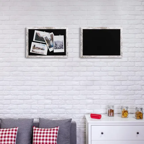 Miniatura 6 de Tablón de anuncios de fieltro negro, pequeño tablón de anuncios decorativo para colgar en paredes con marco de madera blanco, tablero de visión