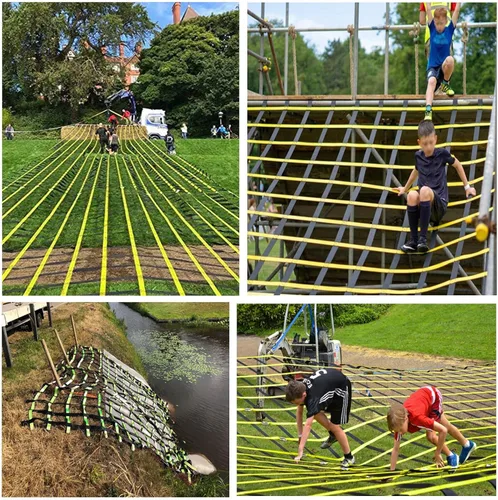 Miniatura 6 de Red de escalada para adultos, red de carga, para ejercicio en interiores y exteriores, red de campo de ninja, columpio, jungla, gimnasio, correa