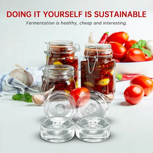 Miniatura 6 de 1Pc Wide-Mouth Fermentation Glass Weight Set With Easy Grip Perfect For Home Brewing, Pickling, Canning, Fermented Fruits, Sauerkraut, Kimchi And