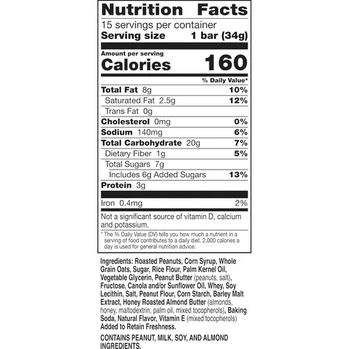 Miniatura 3 de Nature Valley Barras de granola de nueces dulces y saladas, maní, 15 barras, 18 onzas