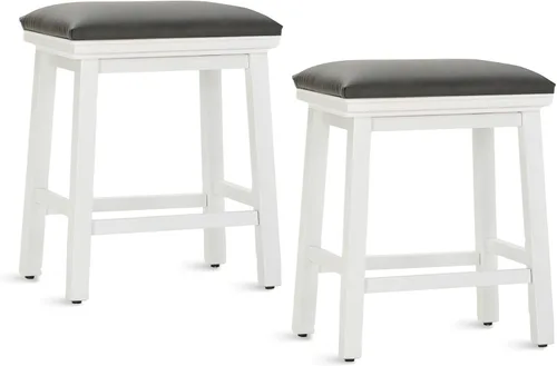 Miniatura 29 de ALPHA HOME Taburete de bar, taburete de cocina de silla de montar de madera maciza con cojín de tela de lino beige, taburete de bar de altura