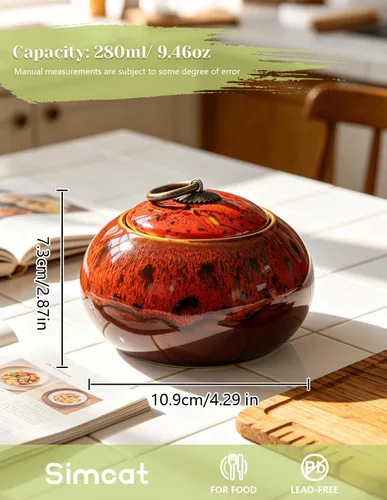 Miniatura 24 de Tarros de almacenamiento de cerámica, exquisitos tarros de alimentos con esmalte para almacenamiento de especias de cocina, tarros para té, tarros