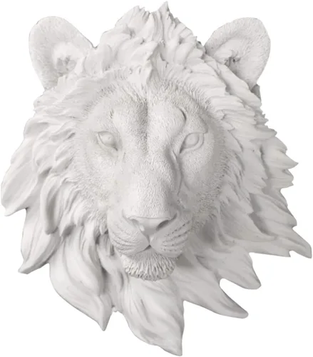 Miniatura 2 de Wall Charmers - Cabeza de león sintética dorada para colgar en la pared, cabeza de animal de taxidermia sintética de 9 pulgadas, decoración de pared