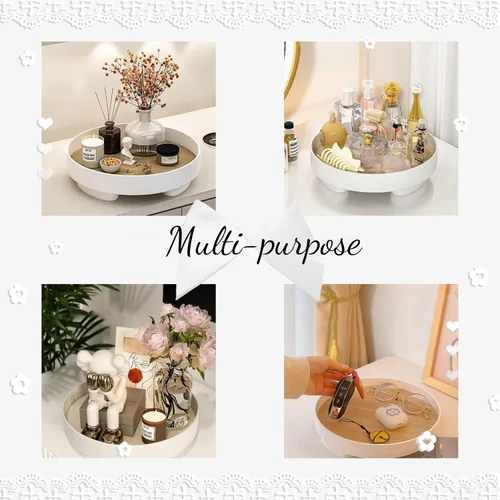 Miniatura 6 de Bandeja decorativa redonda para mesa de café, mesa de entrada, decoración de baño, organizador de escritorio para perfumes, velas, llaves, bandejas