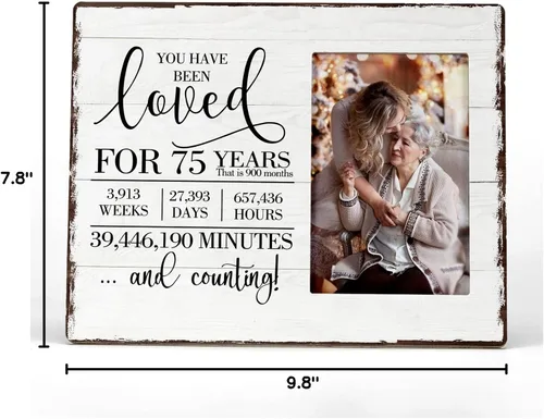 Miniatura 6 de FONDCANYON Marco de fotos con texto en inglés "You Have Been Loved for 75 años", marco de fotos para regalos de cumpleaños 75, gran regalo